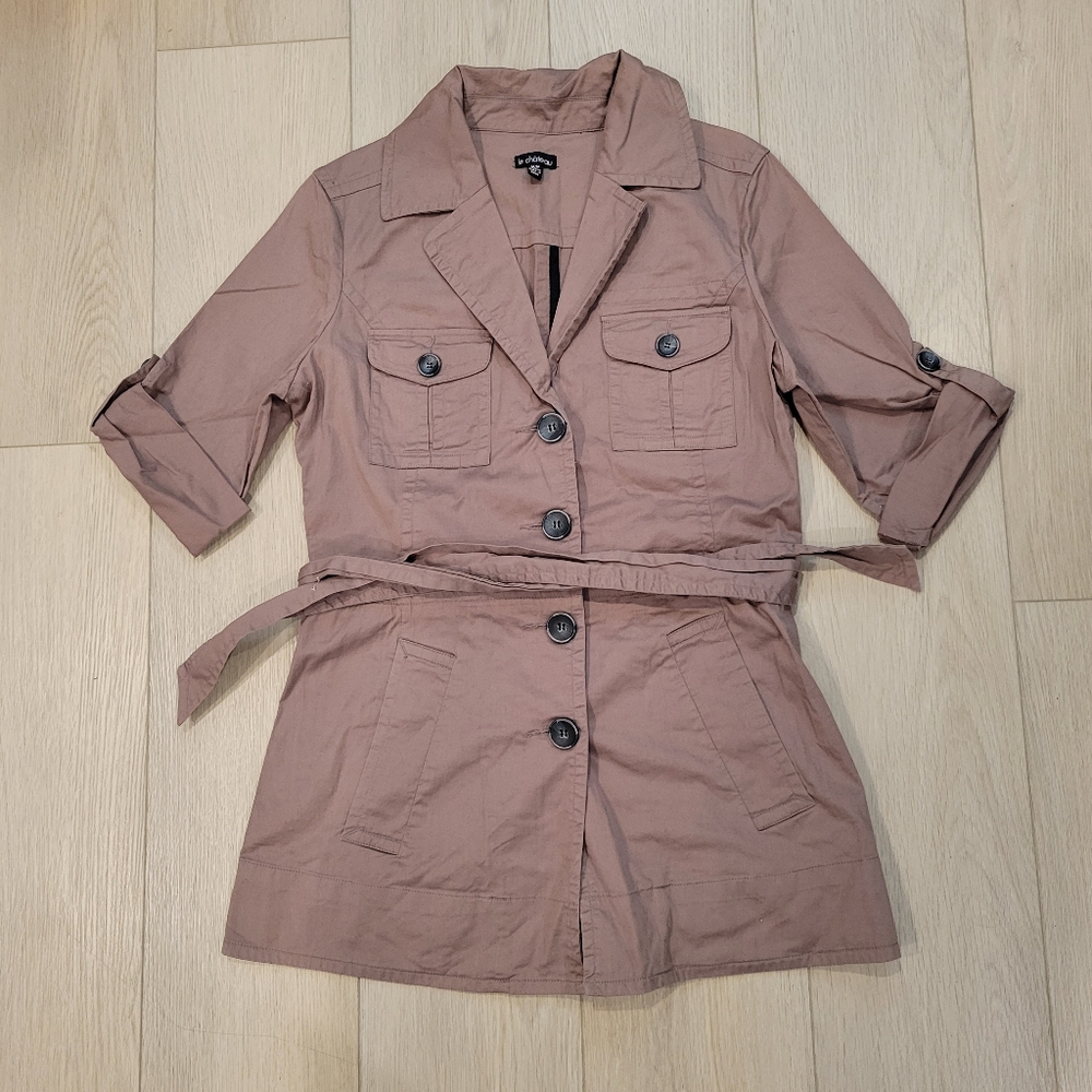 Le Chateau Women's Short Sleeve Long Cargo Utility Shirt